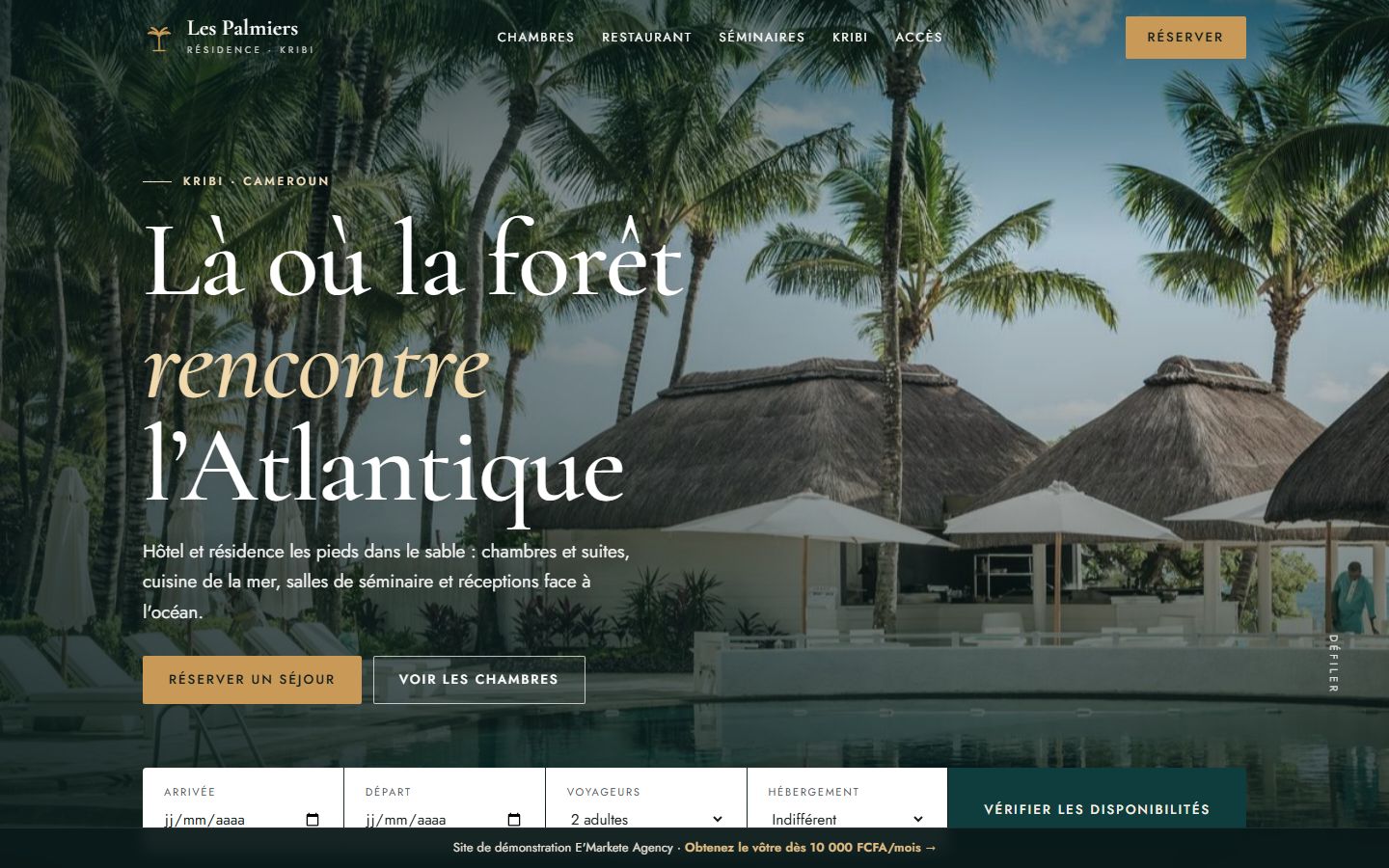 Aperçu du site de démonstration de la Résidence Les Palmiers